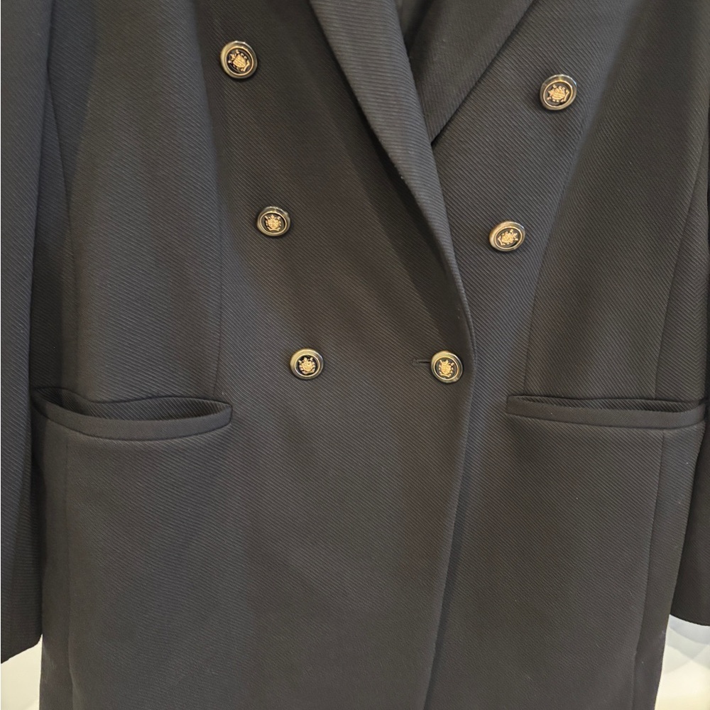 LOFT Women's Black Twill Double-Breasted Blazer. Size 14 - Picture 7 of 10